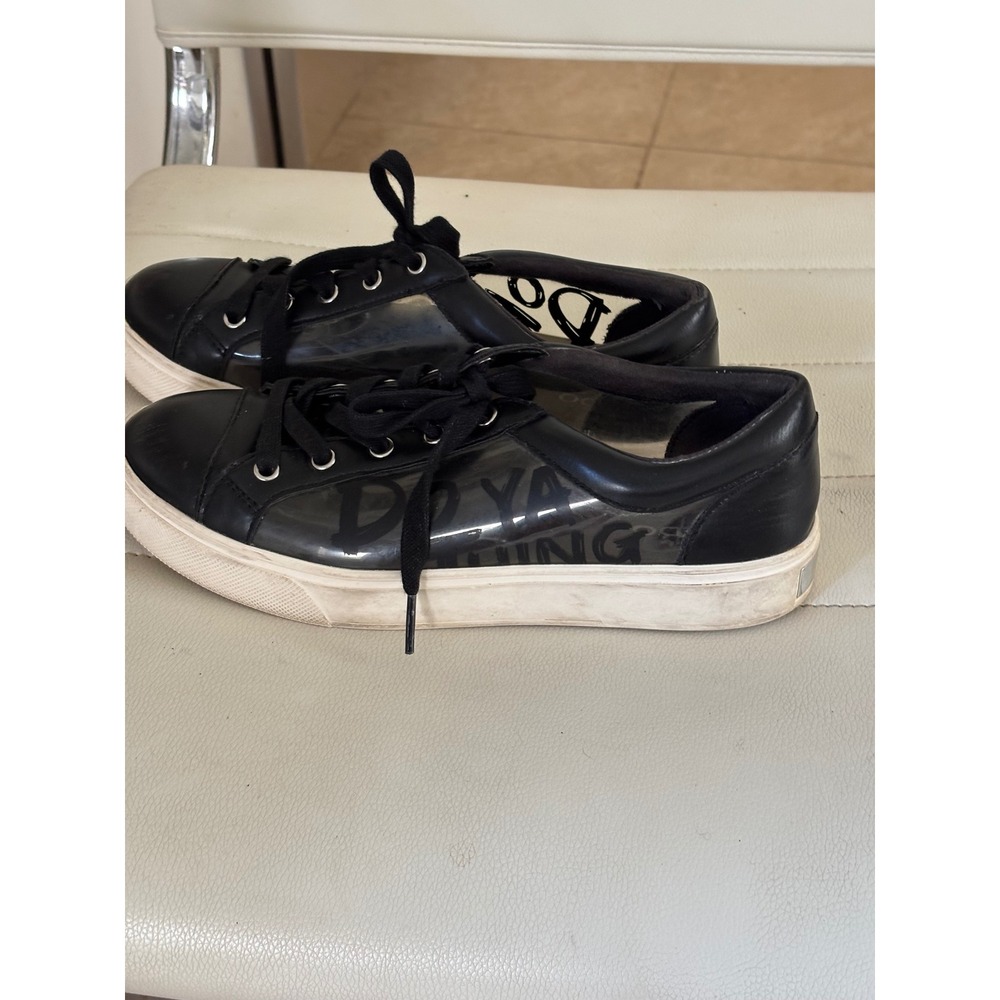 Aldo Womens Do Ya Thing Clear PVC Black Low Top Sneakers Size 7.5 EUR 38